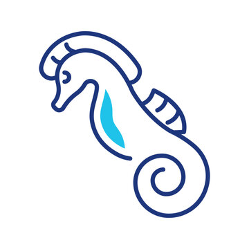 Sea horse icon. Nature and marine animal line symbol. Color.
