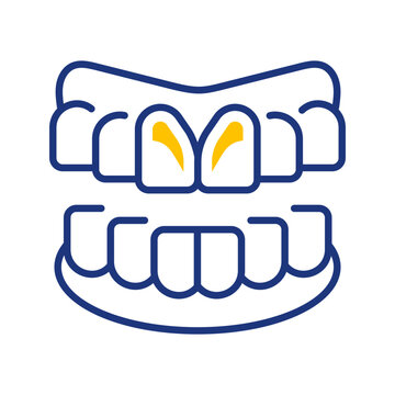 Dental prosthesis icon. Healthcare and dental prosthetics line symbol. Color.