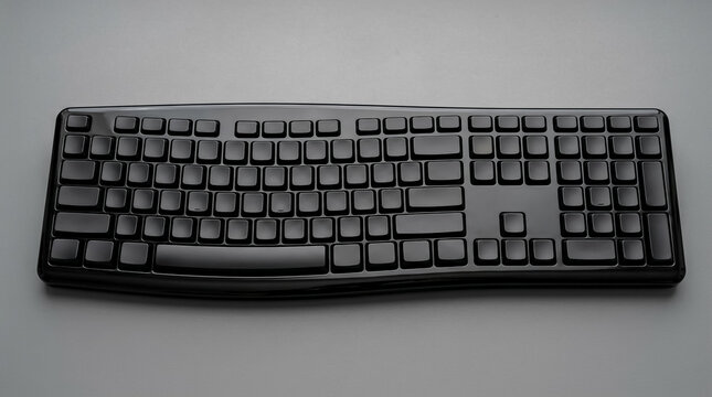 Minimalist ergonomic black keyboard with split design and low profile keys