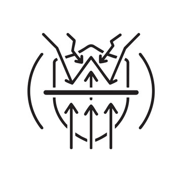 black vector icon of ddos protection with arrows