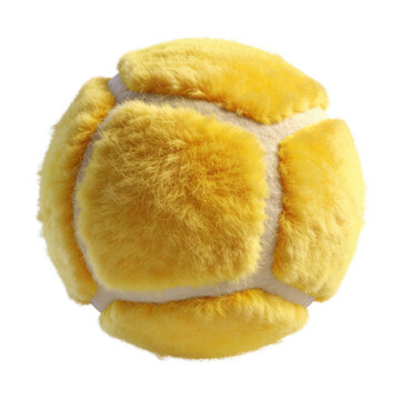 Fuzzy yellow textured sphere isolated on white background for creative design projects