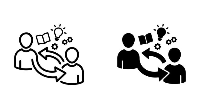 Collaboration Icons, Teamwork Symbols, Knowledge Sharing Graphics, Business Idea Exchange Vector Set