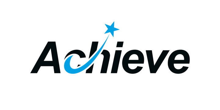 Achieve typography word mark logo design with arrow forward growth finance success