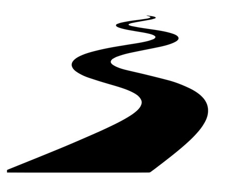 Abstract winding road silhouette path illustration with silhouette direction abstract navigation