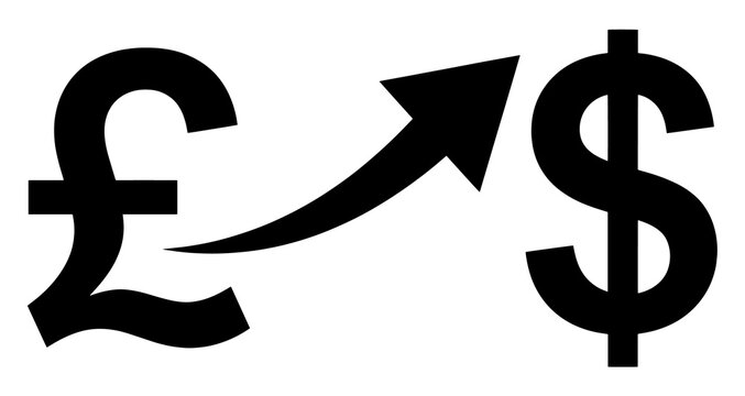 British pound to us dollar currency exchange concept icon with currency exchange business investment