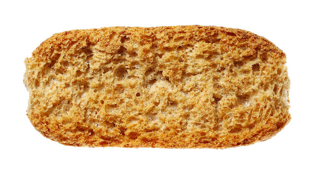 Crusty bread, wholemeal grains, wholemeal flour with broad-leaf bran isolated on white background, clipping path