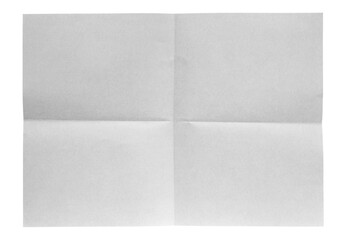 Fototapeta premium New, blank, folded paper sheet isolated on white background and texture, clipping path, design element 