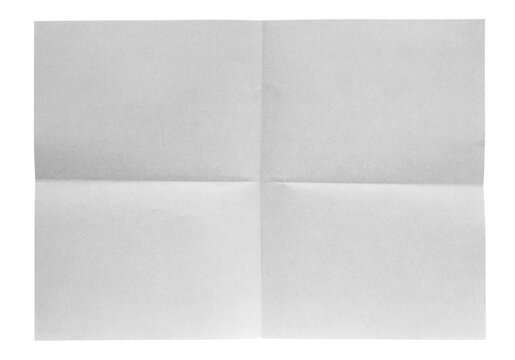 New, blank, folded paper sheet isolated on white background and texture, clipping path, design element	