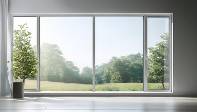 large minimal clean window frame interior design white background background residential space with elegant windows minimalist interior white background