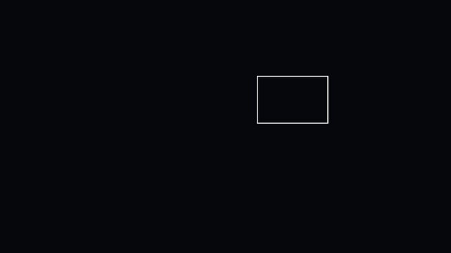 Minimalist animation 4k white rectangle frame moving across black background, for and overlay, border motion
