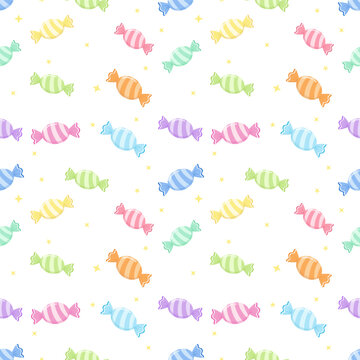 Cute Colorful Pastel Striped Candy Seamless Pattern Background