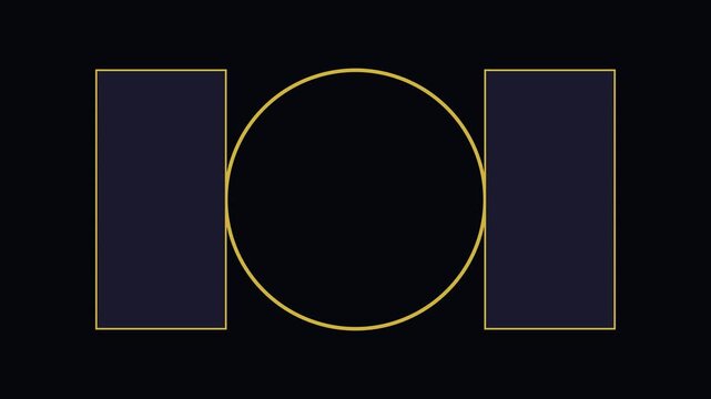 Minimalist gold circle and rectangles geometric motion background, abstract luxury for modern branding and presentations animation 4k