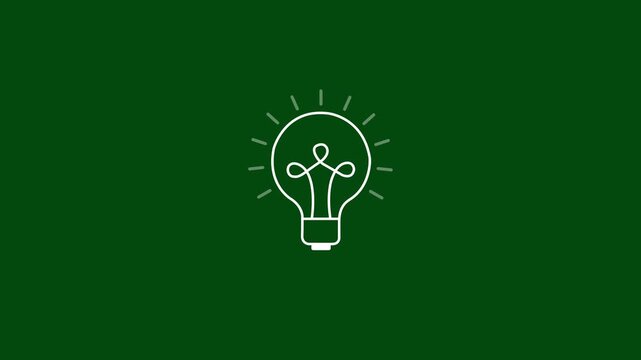 Minimalist light bulb animation on green background, for business innovation, and creative idea concepts