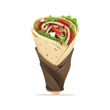 Shawarma flat vector illustration in a modern and simple 2D style, placed on a white background.