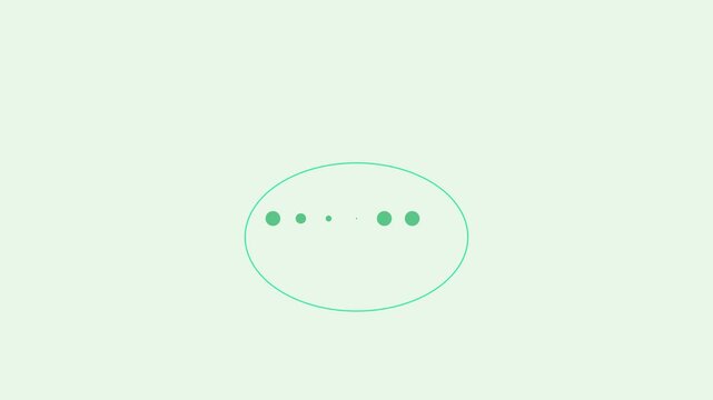 Minimalist loading animation with pulsing green dots and ellipse for digital interface and web ui 4k