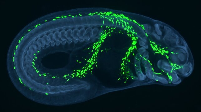 Axolotl Neural Crest Migration Fluorescence GFP Microscopy Developmental Biology Science