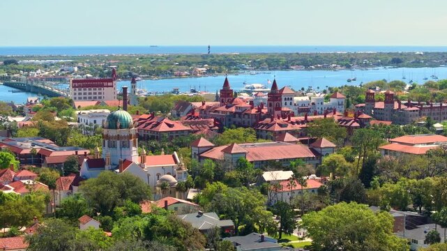 St. Augustine, Florida. American architecture with city streets and historical buildings. USA travel destination.
