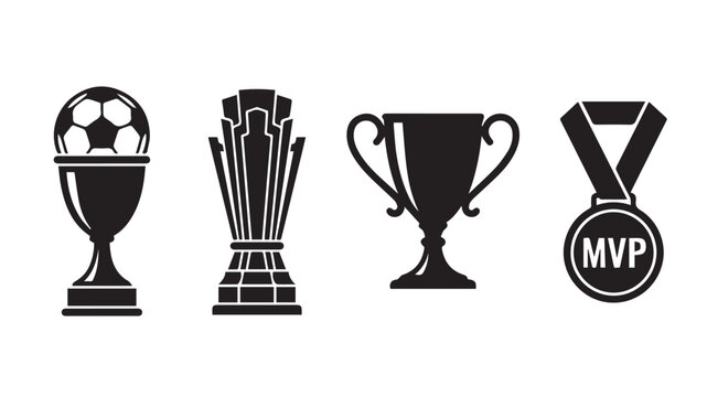 trophy icon set sport winner cup and championship symbols vector