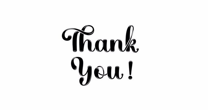 Thank You Animated Text, Handwritten Lettering in Four Colors. Calligraphy Overlay with Transparent Background, Alpha Channel Element Great for Presentation, Social Media, and Digital Greeting Cards.