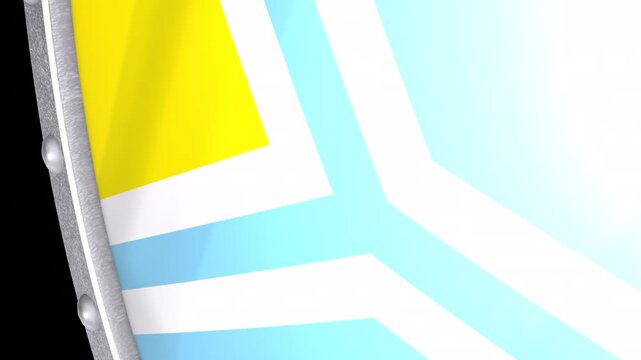 Metallic Shield Transitions with the Flag of Republic of Tuva of Russia