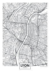 Obraz premium City map Lyon is a city in France, detailed urban planning travel vector poster design