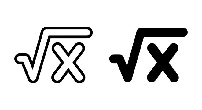Square Root Math Symbols, Mathematical Equation Icons, Algebra and Science Concepts, Vector Graphics Set