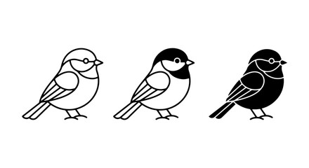 Charming Bird Icons Set, Simple Outline and Silhouette Vector Graphics, Cute Avian Illustrations for Nature and Wildlife Themes © Tuhin