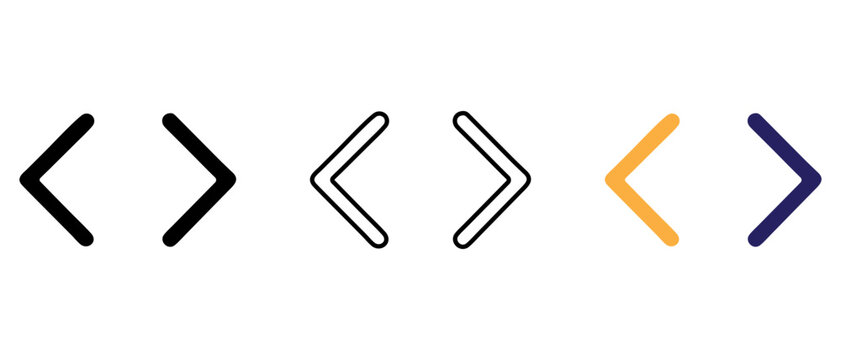 Coding and programming bracket symbols set for web development and interface design vector and illustration