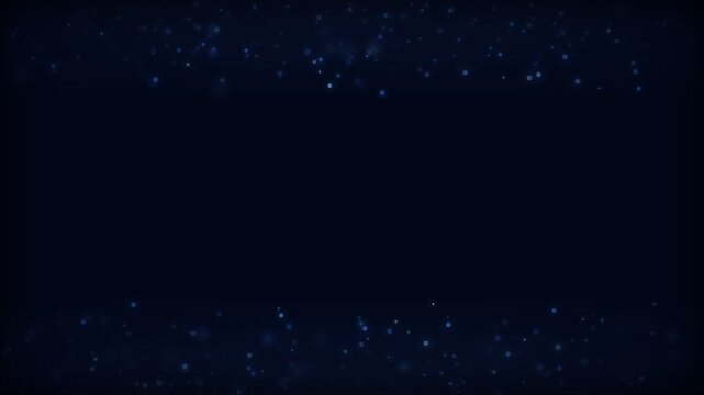 Dark blue background with glowing blue particles frame.