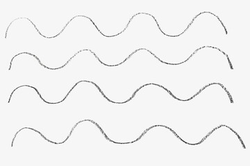 Set of four hand-drawn wavy pencil lines on a white background © Rawpixel.com