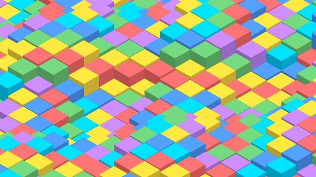 4K Futuristic Isometric Cube Surface with Flowing Geometric Waves, Abstract 3D Motion Background, Seamless Animated Pattern