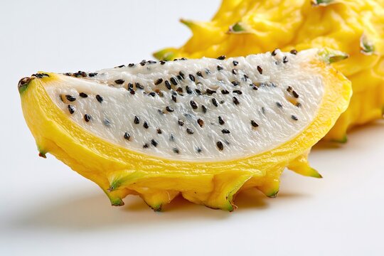 Dragon Fruit Cross Section Reveals White Flesh and Black Seeds