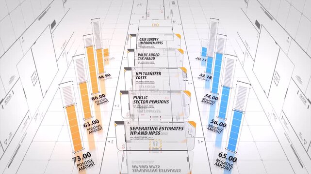 Digital data visualization infographic showing medical vaccine development and testing progress.