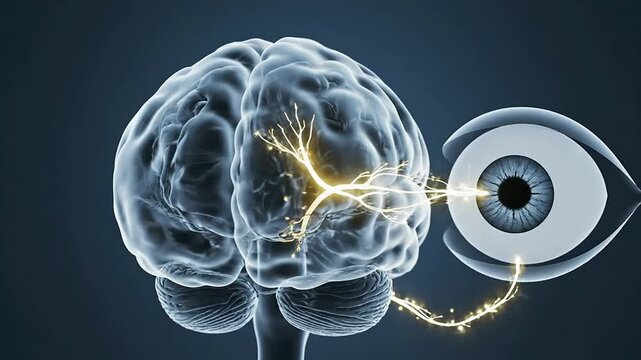 Detailed Rear View Brain Anatomy Animation Highlighting The Occipital Visual Cortex With Dynamic Neural Activity And Connections To Vision