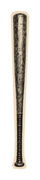 Baseball bat illustration of classic wooden sports equipment for hitting a ball, rendered in a vintage halftone engraving style