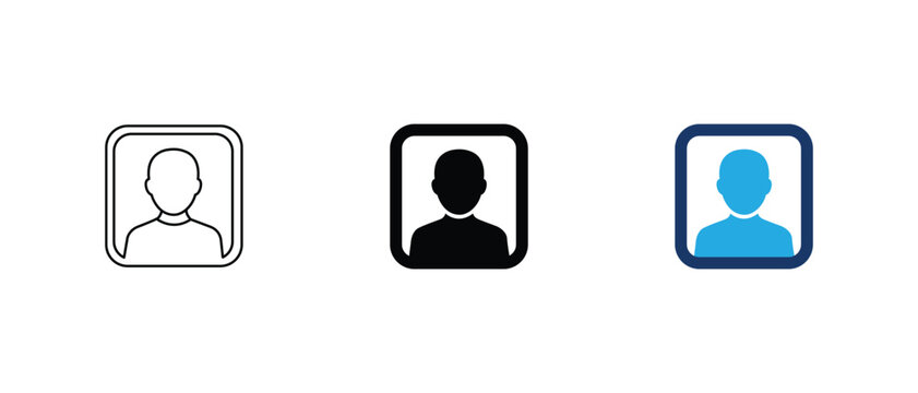 User profile icons, Avatar button symbols, Member labels, Contact person graphic. vector illustration