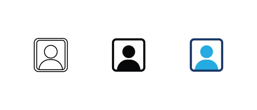 User profile icons, Avatar button symbols, Member labels, Contact person graphic. vector illustration