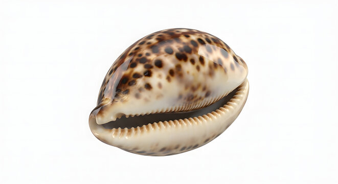 Photorealistic 3D Render of a Spotted Cowrie Shell Historical Currency Isolated on White Background