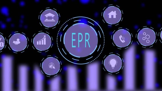 Epr enterprise resource planning software interface concept with digital business and data analytics infographics for corporate management and financial optimization