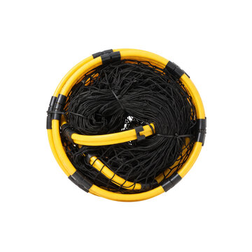 Folded yellow and black sports net isolated on transparent background png