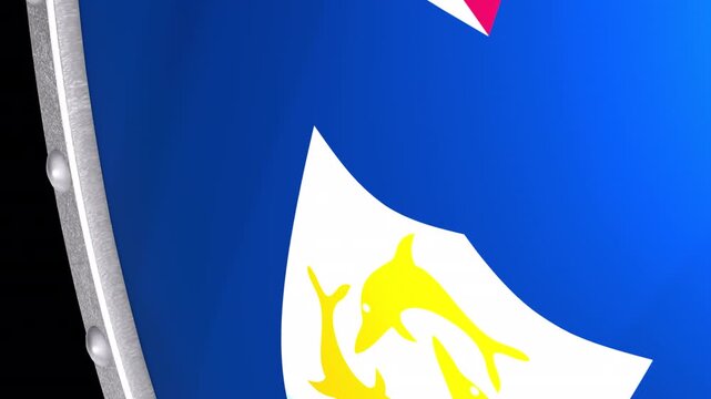 Metallic Shield Transitions with the Flag of Overseas Territory Anguilla of United Kingdom