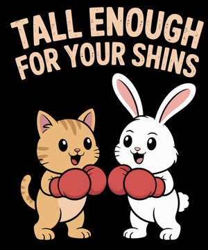 Cute Bunny Rabbit Cat Tall Enough for Your Shins Humor