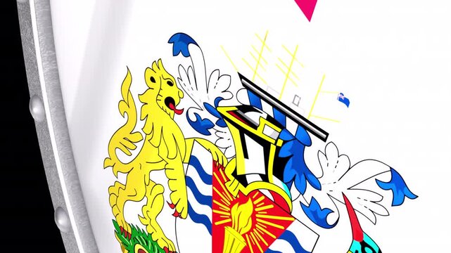 Metallic Shield Transitions with the Flag of Overseas Territory British Antarctic Territory of United Kingdom