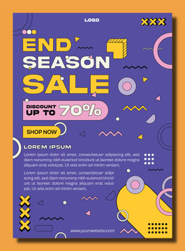 End Season Sale Flyer Template with Geometric Shapes