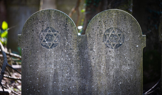 Jewish gravestone with Star of David in Ferrara cemetery