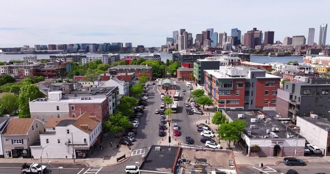 Aerial View of Maverick Square in East Boston Massachusetts