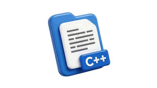 Vector illustration of 3d icon of a c programming language file folder on a transparent background