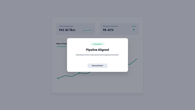 System Dashboard Analytics Showing Pipeline Aligned Message Notification Over Growth Trend Line Chart