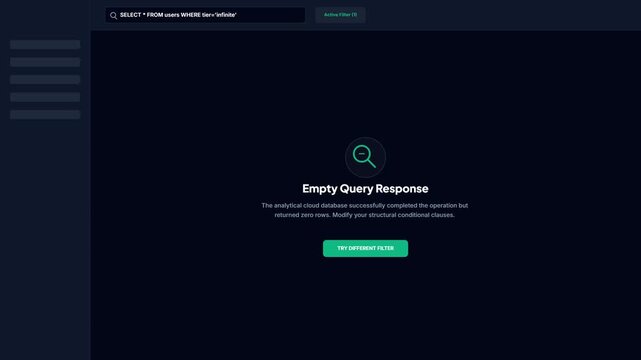 Database Query Code Input Returning Empty Result Error Screen Animation