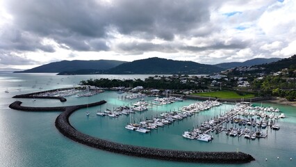 Spectacular aerial photo of Cannonvale Airlie Beach Whitsundays Queensland Australia